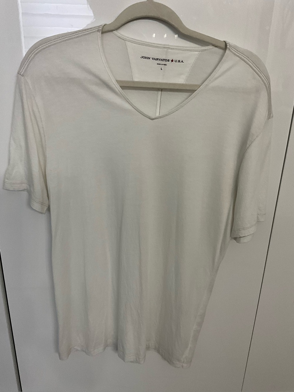 John Varvatos White V-Neck Short Sleeve Tee
